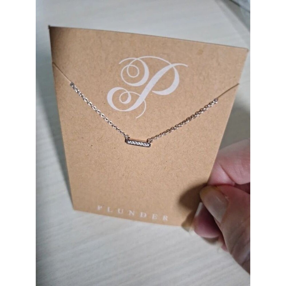 Silver Tone, Crystal Bar Pendant, Necklace